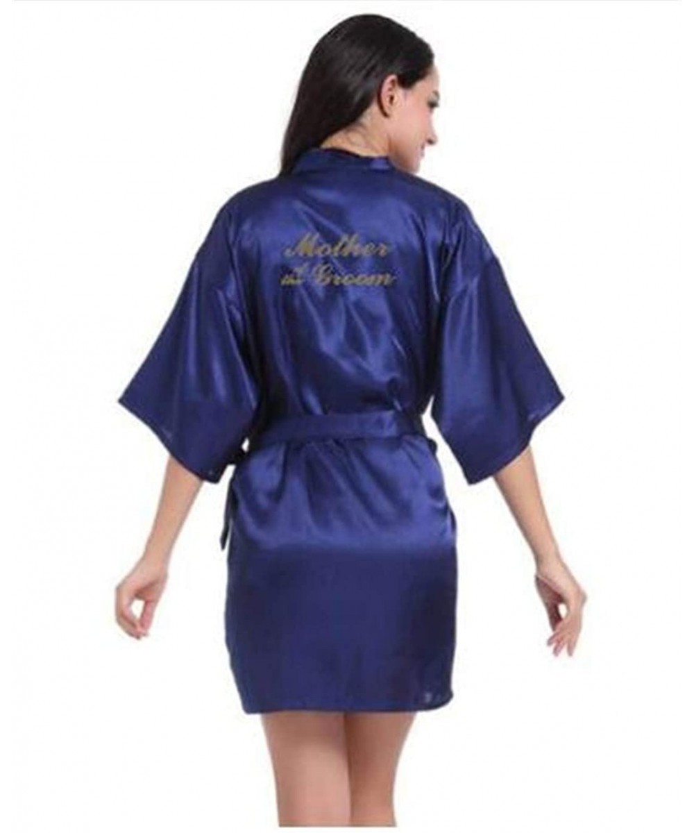 Robes Navy Blue Robe Gold Writing Kimono Bridal Party Robe Bridesmaid Sister Mother of The Groom Bride Robes Wedding - Navy M...