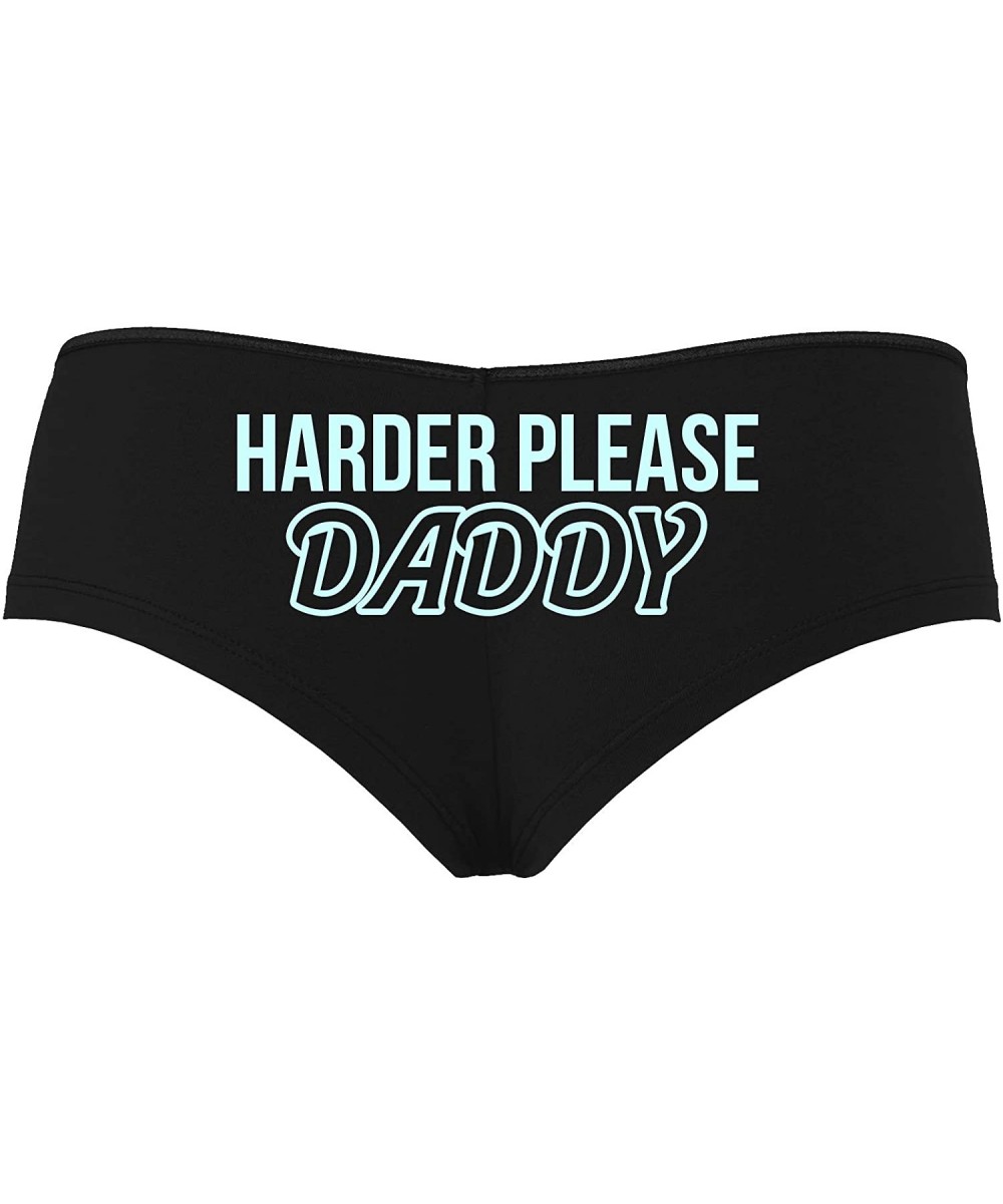 Panties Harder Please Daddy Give It to Me Rough Black Boyshort Panties - Baby Blue - CY195ZY9NW3