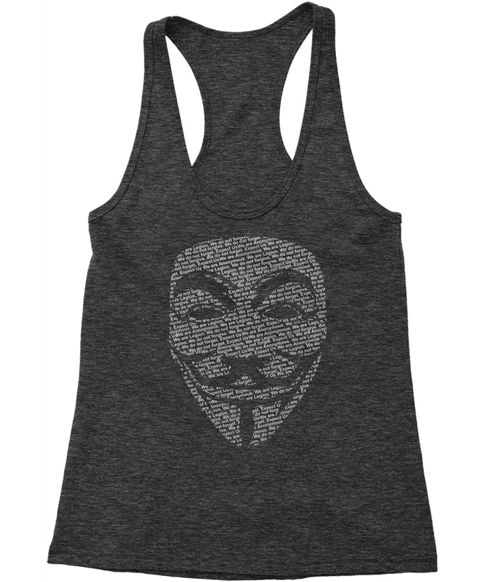 Camisoles & Tanks V for Vendetta Anonymous Mask Triblend Racerback Tank Top for Women - Charcoal Grey - C018TE0DDMC