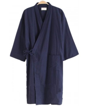 Nightgowns & Sleepshirts Women's Japanese-Style Cotton Thin Cardigan Pajamas Kimono Robe Bathrobes Belt Pocket - Green - C918...