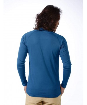 Thermal Underwear Men's Thermal Base Layer Shirt Long Sleeve 1/4 Zip Top - Navy - C619DASEMQZ