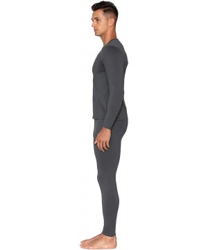 Thermal Underwear Mens Thermal Underwear Set Premium Long John Base Layer Fleece Lined Top and Bottom - Dark Grey - CC1944GWITL