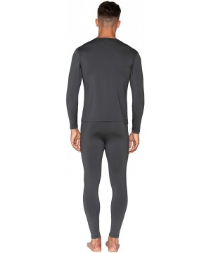 Thermal Underwear Mens Thermal Underwear Set Premium Long John Base Layer Fleece Lined Top and Bottom - Dark Grey - CC1944GWITL