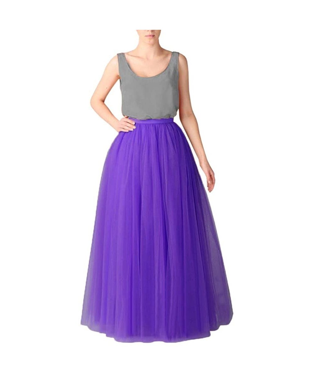 Slips Women's 50S Petticoat Crinoline Tutu Underskirts Tea Length Tulle Prom Party Skirt - Purple - C2192D67X7G