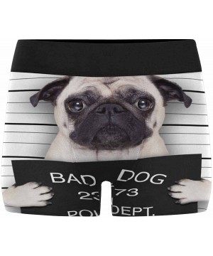 Boxer Briefs Mens Boxer Briefs Underwear Funny Cute Pug Holding A Placard While A Mugshot is Taken - Multi 1 - C818DK4URWE