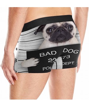 Boxer Briefs Mens Boxer Briefs Underwear Funny Cute Pug Holding A Placard While A Mugshot is Taken - Multi 1 - C818DK4URWE