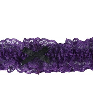 Garters & Garter Belts Ealafee 2020 Sexy Lace Wedding Garters for Bride with Bow Party Prom Leg Garter - Purple - CY199UMX5DM