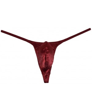 G-Strings & Thongs Men's Thong Glossy String Mini Bikini Guys T-Back Sexy Men Pouch Underwear - 3-pack Wine Red - CI194IXDQ30