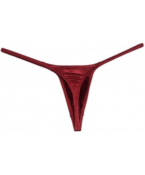 G-Strings & Thongs Men's Thong Glossy String Mini Bikini Guys T-Back Sexy Men Pouch Underwear - 3-pack Wine Red - CI194IXDQ30