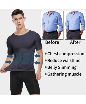 Shapewear Men Shapewear Vest Seamless Abdomen Slim Shirt Classic Abs Body Shaper - Grey - CA193S63S6I