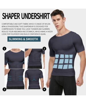 Shapewear Men Shapewear Vest Seamless Abdomen Slim Shirt Classic Abs Body Shaper - Grey - CA193S63S6I