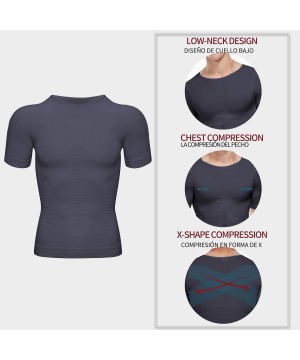 Shapewear Men Shapewear Vest Seamless Abdomen Slim Shirt Classic Abs Body Shaper - Grey - CA193S63S6I