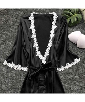 Sets Sexy Pajamas for Women Silky Sets- Silk Satins Lace Sleepwear- Dress Robe Shorts & Pants Home Wear Clothes - C - CO1935X...