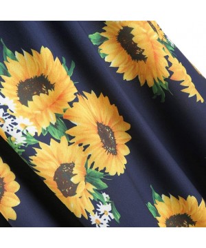 Shapewear Dress for Women-Fashion Women Slash Neck Sleeveless Draped Sunflower Print Strap Mini Dress - Navy - CE18T9DZEG2