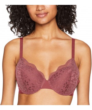 Bras Women's Lace Escape Underwire Contour with All Over Lace Bra Bra - Rose Wine - C218E2O855W