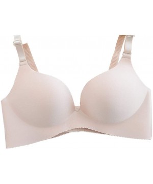 Bras Women Sexy Push up Bra Brassiere Seamless Padded Wire Free Bras Adjustable Shoulder Strap Underwear - Beige - CM18RNX5OR4