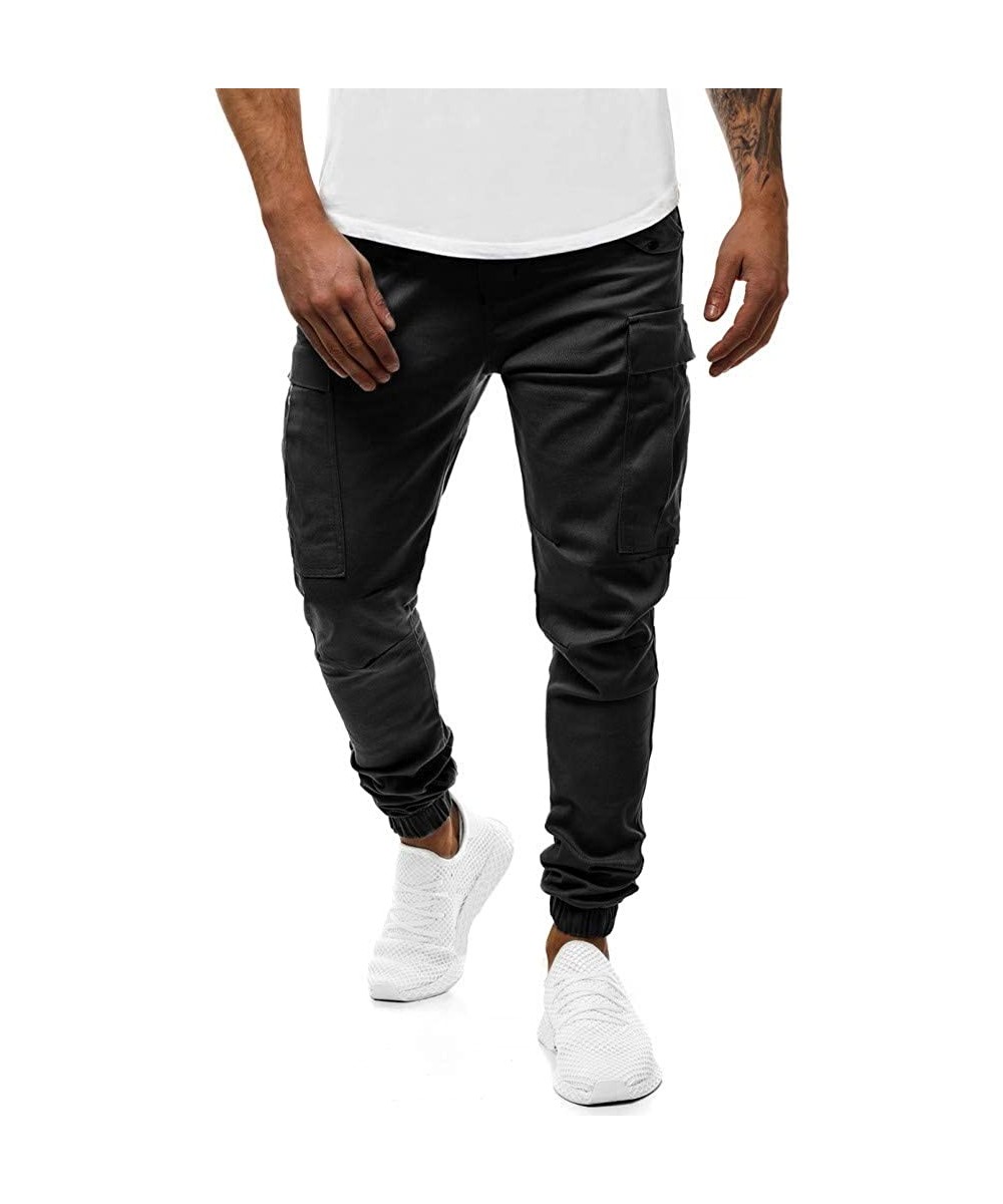 Thermal Underwear Mens Chino Cargo Pants Skinny Joggers Elastic Waist Sports Pants Tapered Leg Sweatpants Trousers Casual Lon...