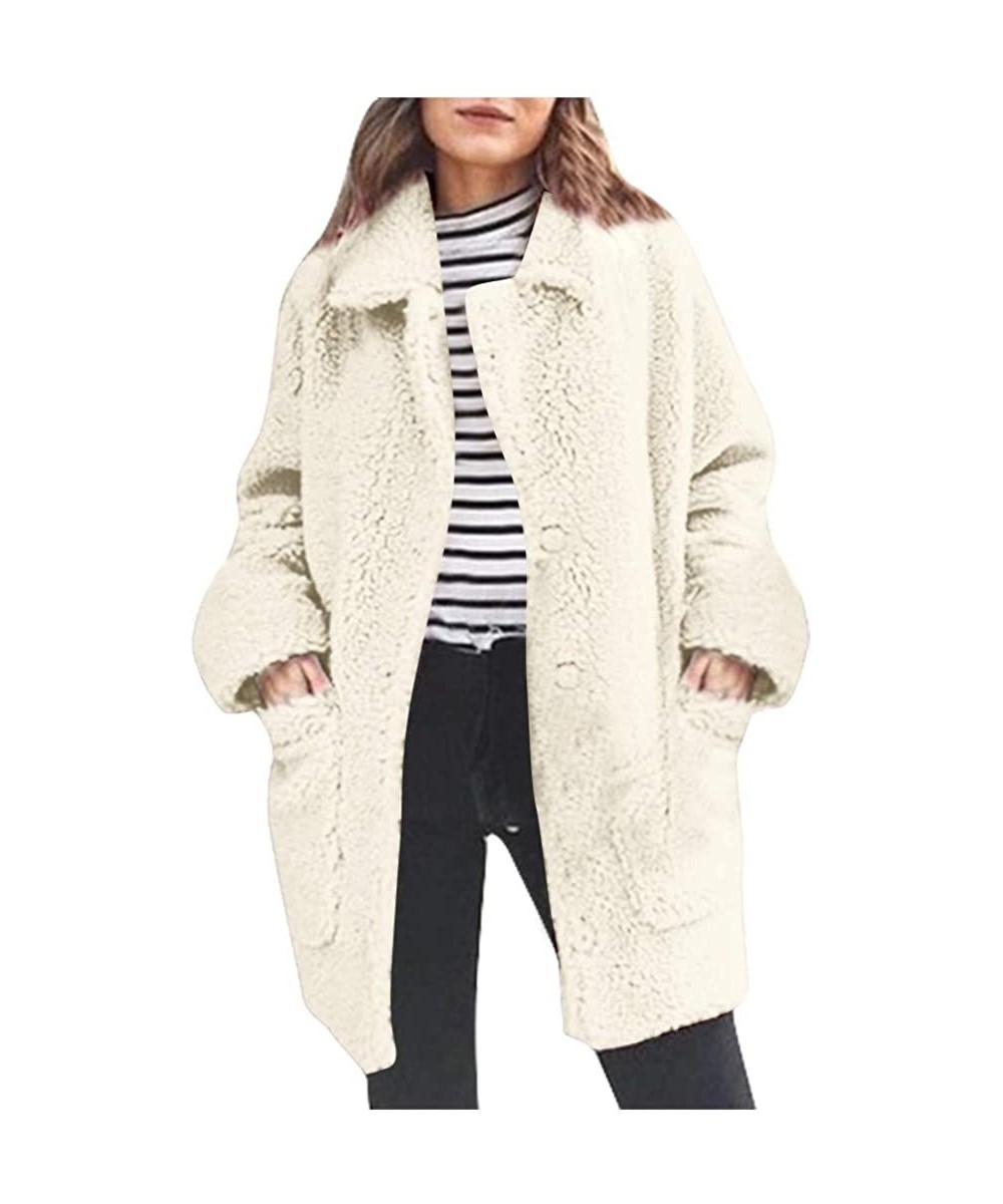 Baby Dolls & Chemises Women's Casual Jacket Winter Warm Outwear Plush Plus Size Pocket Cardigan Outercoat Long Coat - Beige -...