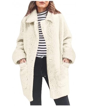 Baby Dolls & Chemises Women's Casual Jacket Winter Warm Outwear Plush Plus Size Pocket Cardigan Outercoat Long Coat - Beige -...