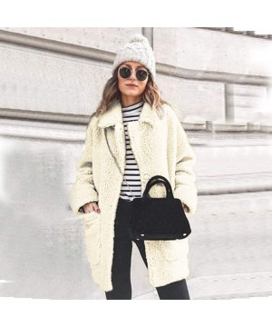 Baby Dolls & Chemises Women's Casual Jacket Winter Warm Outwear Plush Plus Size Pocket Cardigan Outercoat Long Coat - Beige -...