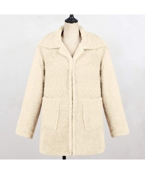 Baby Dolls & Chemises Women's Casual Jacket Winter Warm Outwear Plush Plus Size Pocket Cardigan Outercoat Long Coat - Beige -...