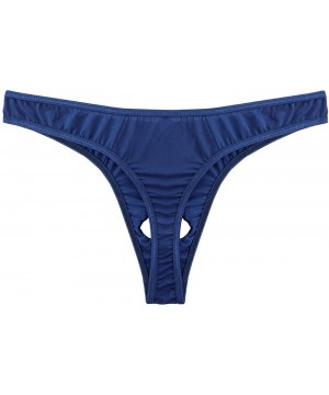 Briefs Men's Men's Sexy Jockstrap Briefs Underwear Open Front Hole G-String Bikini Thongs - Navy Blue - CC180YANTIT