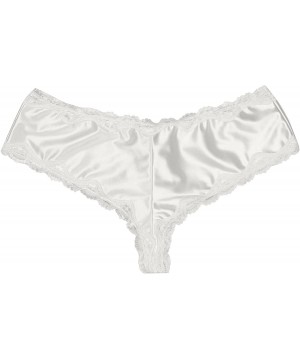 Briefs Men's Satin Lace Bikini Briefs Sissy Pouch Panties Hipster Crossdress Lingerie Underwear - Ivory - CW18XD95CTX