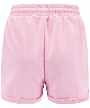 Bottoms Women's Summer Shorts Sleep Shorts Stretchy Drawstring Bottoms Lounge Sports Short - Pink - CL19CUA4S87