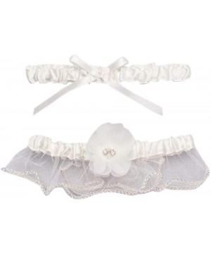 Garters & Garter Belts Adjustable Embellished Satin Garter Set Style M80069 - Ivory - CQ18QEIOM6C