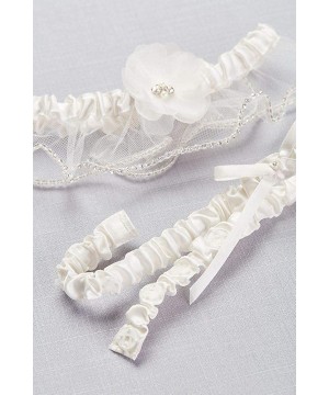 Garters & Garter Belts Adjustable Embellished Satin Garter Set Style M80069 - Ivory - CQ18QEIOM6C