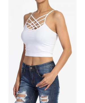 Bras Women's Cage Strappy Bralette Super Stretch Comfort Sport Crop Tank Top - 27cr White - CC18222AML6