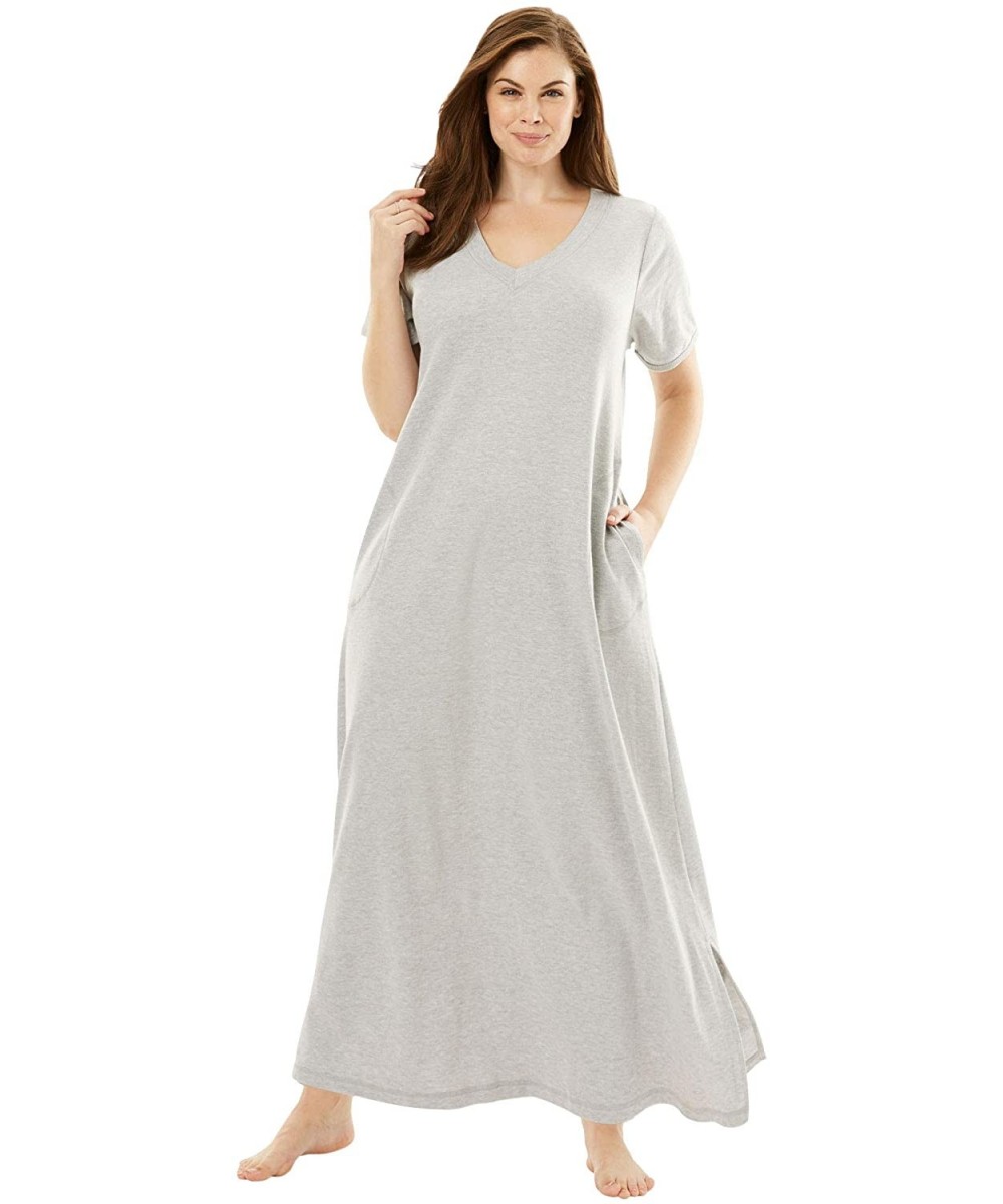 Nightgowns & Sleepshirts Women's Plus Size Long T-Shirt Lounger Nightgown - Heather Grey (0184) - CX188UM5E8O