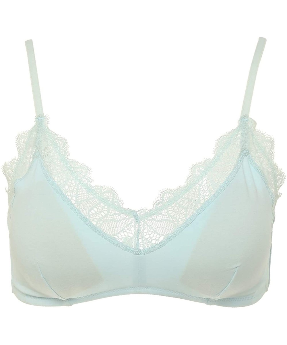 Bras Women's Triangle Soft Cup Padded Bras for Women with Removabal Pads - Light Blue - CJ193QL39N4