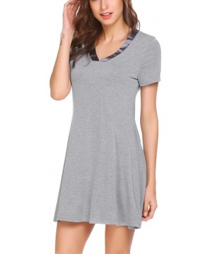 Nightgowns & Sleepshirts Sleepwear Womens Nightgown Short Sleeve Tee Nightshirt Plus Size Scoopneck Sleepwear - B(gray1) - CZ...