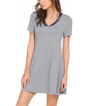 Nightgowns & Sleepshirts Sleepwear Womens Nightgown Short Sleeve Tee Nightshirt Plus Size Scoopneck Sleepwear - B(gray1) - CZ...