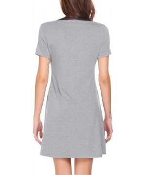 Nightgowns & Sleepshirts Sleepwear Womens Nightgown Short Sleeve Tee Nightshirt Plus Size Scoopneck Sleepwear - B(gray1) - CZ...