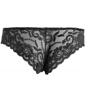 Briefs Sissy Men's Sexy Lingerie Lace Floral Panties Bikini Briefs Underwear - Black - C41859EA5G0