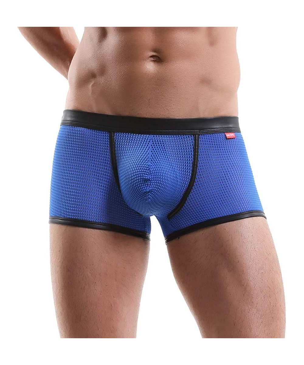 Boxer Briefs Men's Underwear- Modal Mesh Boxer Briefs Breathable Underpants - Blue - CR19686OSO0