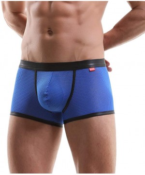 Boxer Briefs Men's Underwear- Modal Mesh Boxer Briefs Breathable Underpants - Blue - CR19686OSO0