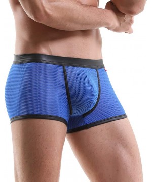 Boxer Briefs Men's Underwear- Modal Mesh Boxer Briefs Breathable Underpants - Blue - CR19686OSO0