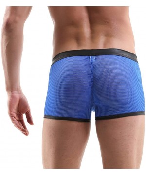 Boxer Briefs Men's Underwear- Modal Mesh Boxer Briefs Breathable Underpants - Blue - CR19686OSO0