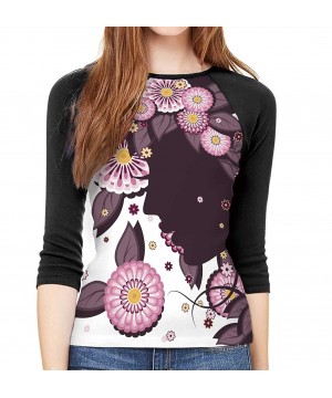 Tops x ray of a Flower Isolated on White Womens Shirt 3/4 Sleeve Casual Tops Tee The Gooseneck Loosestrife 3D S Multi 13 - CR...