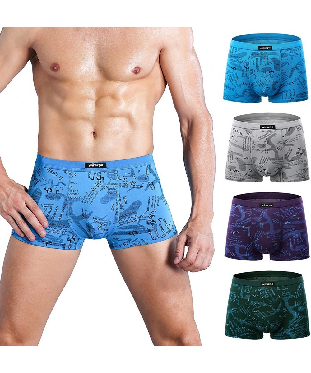 Briefs Men's Breathable Modal Microfiber Trunks Underwear Covered Band Multipack - 1401-4p-print Design - CY18S4I8K3R