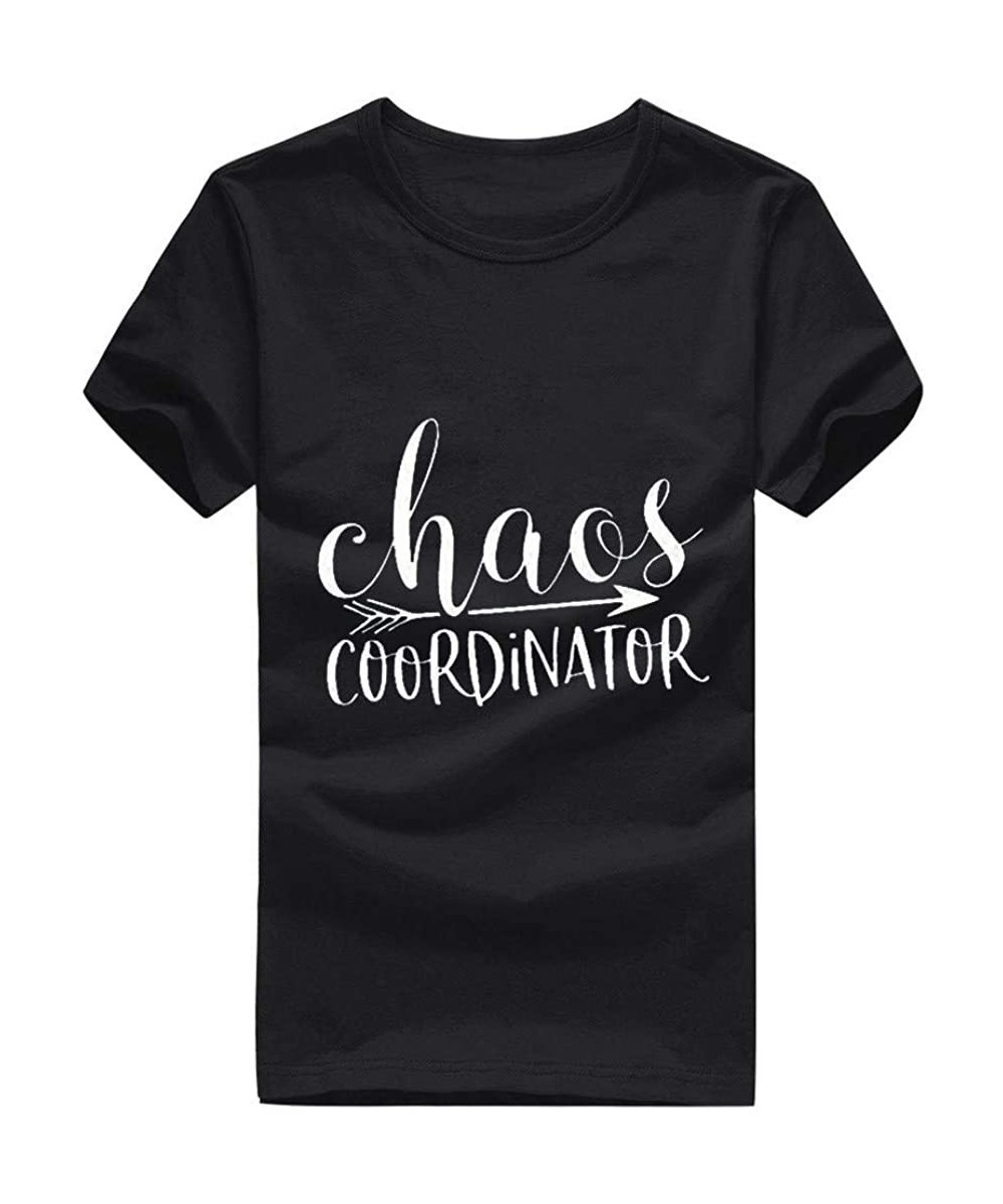 Bras Chaos Coordinator Letter Print Tshirt Women Short Sleeve Graphic Tee Blouse Casual - Black - CO193SZ0RN4