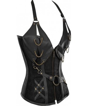 Bustiers & Corsets Womens Steel Boned Retro Goth Steampunk Corset - Black - CO12K4E8D61