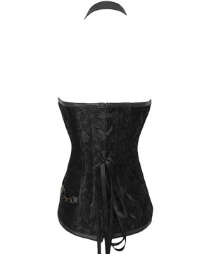 Bustiers & Corsets Womens Steel Boned Retro Goth Steampunk Corset - Black - CO12K4E8D61