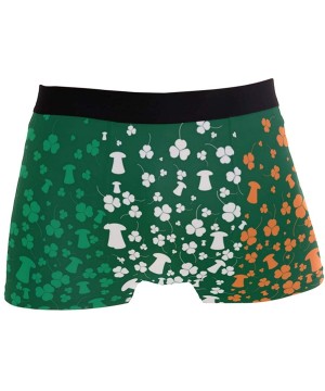 Boxer Briefs Man's Funny Pattern Waistband Boxer Brief Stretch Swimming Trunk - Shamrock - CE194C00AKM