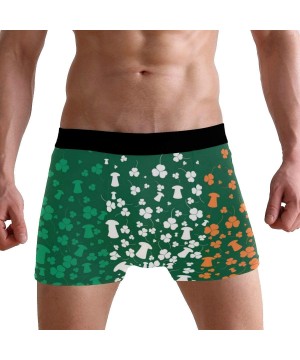 Boxer Briefs Man's Funny Pattern Waistband Boxer Brief Stretch Swimming Trunk - Shamrock - CE194C00AKM