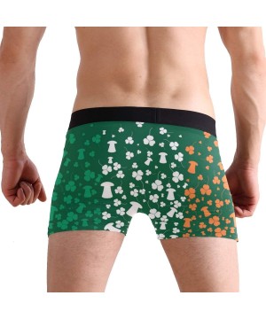 Boxer Briefs Man's Funny Pattern Waistband Boxer Brief Stretch Swimming Trunk - Shamrock - CE194C00AKM