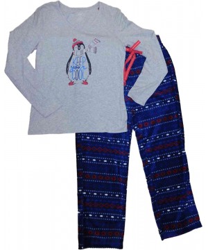 Sets Womens Penguin Wearing Scarf & Hat Pajamas Keep Cool Tribal Sleep Set Medium Gray - C1188AHX9WI